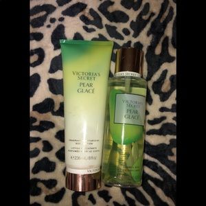 Pear glace Victoria secret lotion + body spray set